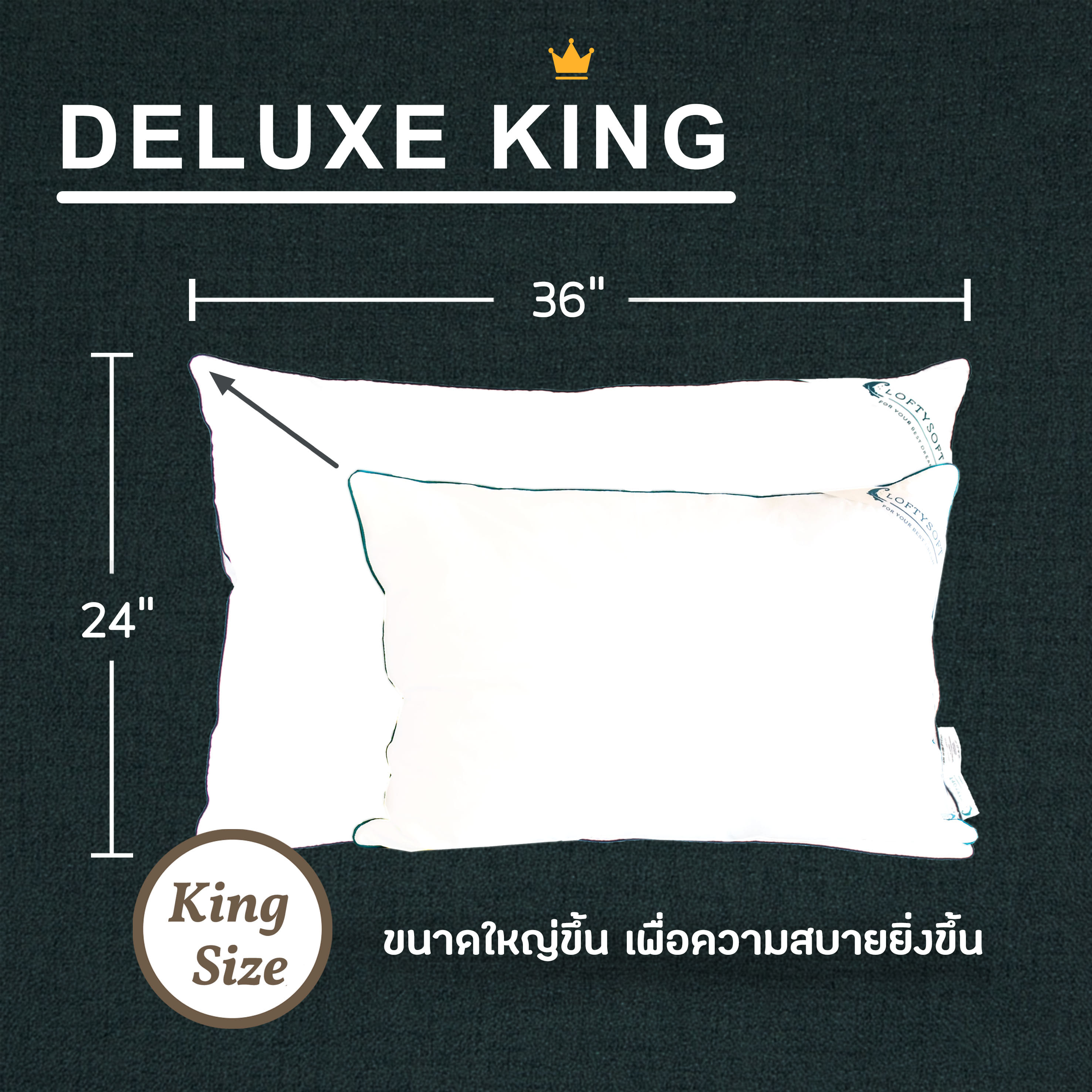 หมอนขนห่านเทียม ขนาด KING SIZE LOFTYSOFT - DELUXE KING รุ่น FIRM_5